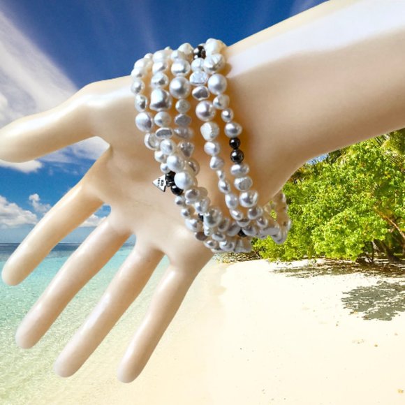 Silpada Goddess Bracelet Freshwater Pearl Sterling Silver Stretch Lot of 5 - Picture 5 of 11